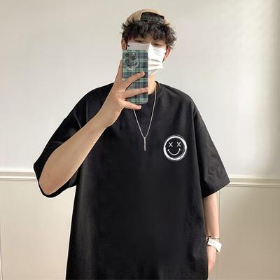 Short Sleeve T-shirt Men's Fashion Brand Summer Loose Half Sleeve 2024 New Internet Celebrity Fashion Ins Simple Printed Top