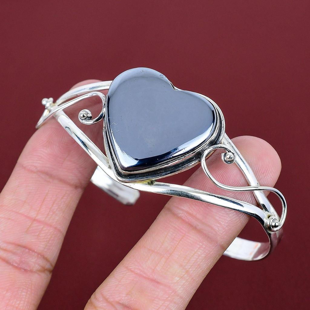 Shungite bangle gemstone adjustable cuff bracelet 925 sterling silver bangle unique design jewelry handmade birthstone bangle wedding gifts