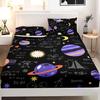 Math Galaxy Cartoon Planet Pattern Sheet Three-Piece Digital Printing Bedding Boys Girls