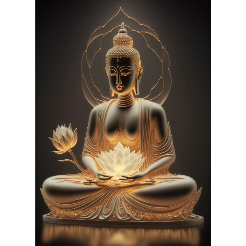 Lotus Meditation Buddha Statue Sculpture Art Poster Aesthetics Zen Religion Canvas Painting Edition Living Room Wall Home Decor