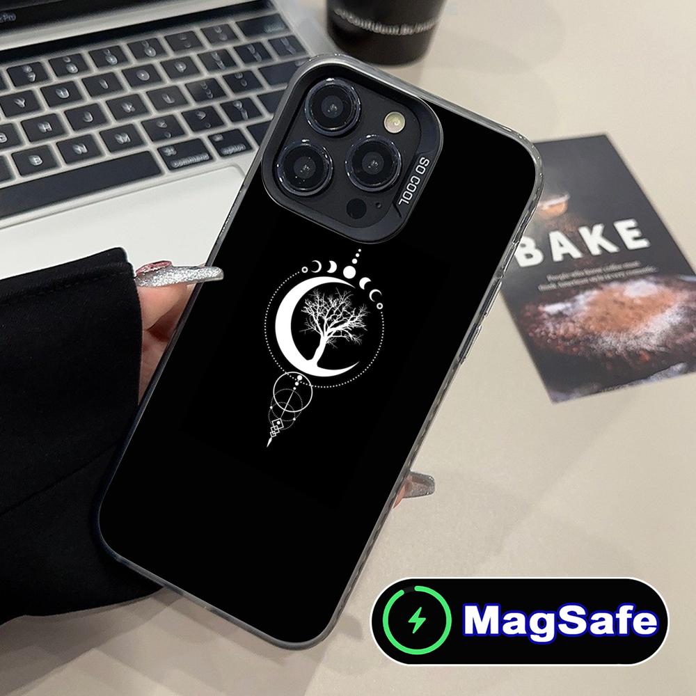 Sun Moon Mobile Cell Phone Case for iPhone 17 16 15 14 13 12 11 Air Pro Max Plus MagSafe Translucent Colorful Cover Smartphone