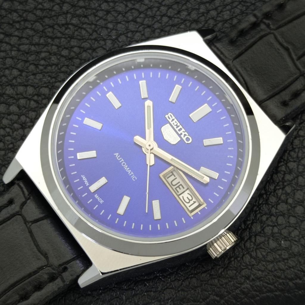 VINTAGE SEIKO 5 AUTOMATIC REFURBISHED JAPAN MENS BLUE COLOR DIAL WATCH A440641-4 Sk-a440641