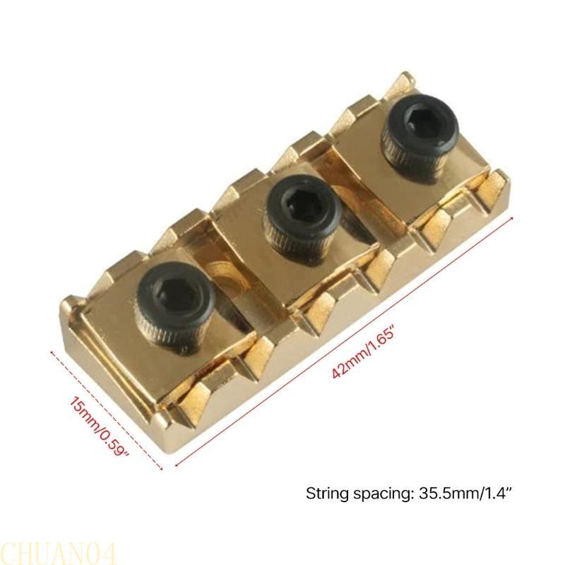 A1A2 Metal Guitar String Locking Nut with Screws&Wrench 42mm Guitar Tremolo Bridge Lock for Electric Guitar Replacement Parts