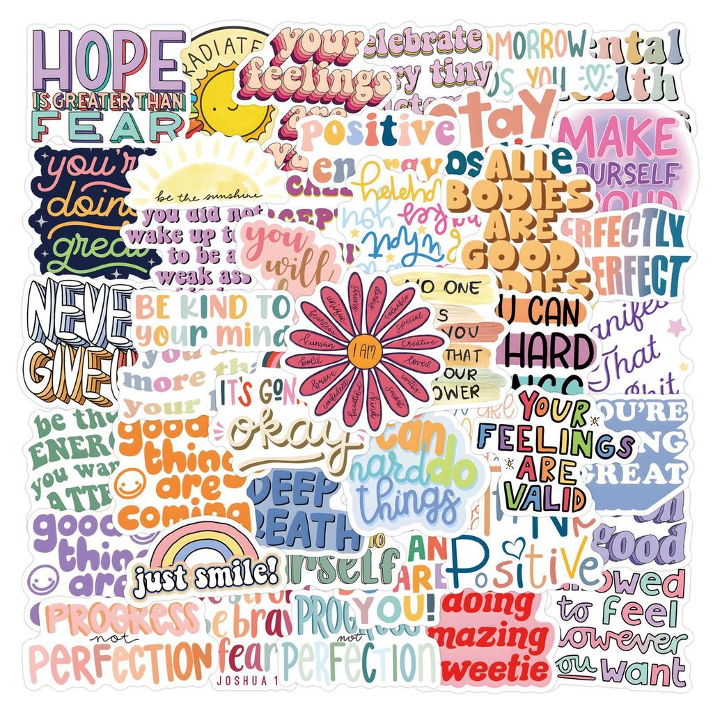 55 Adesivi Doodle Positivi Decora Valigia Scooter Fai da Te Adesivi Cartoni Animati