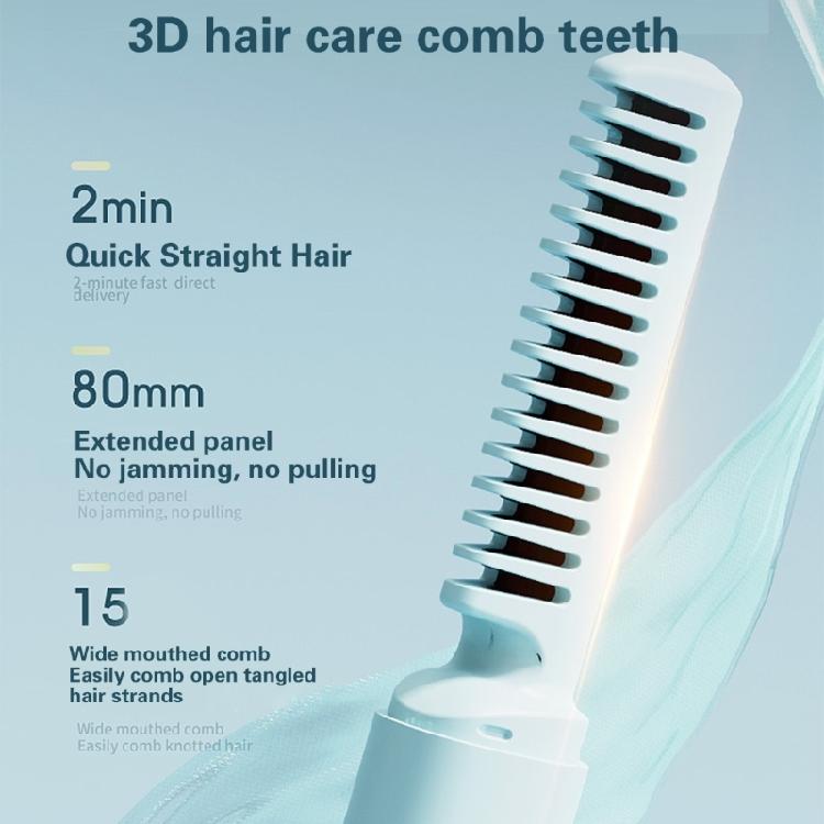 Lightweight Rechargeable Hair Straightener Brush Anti Scald Comb with Quick Heat Up Adjustable Temperature for Travel