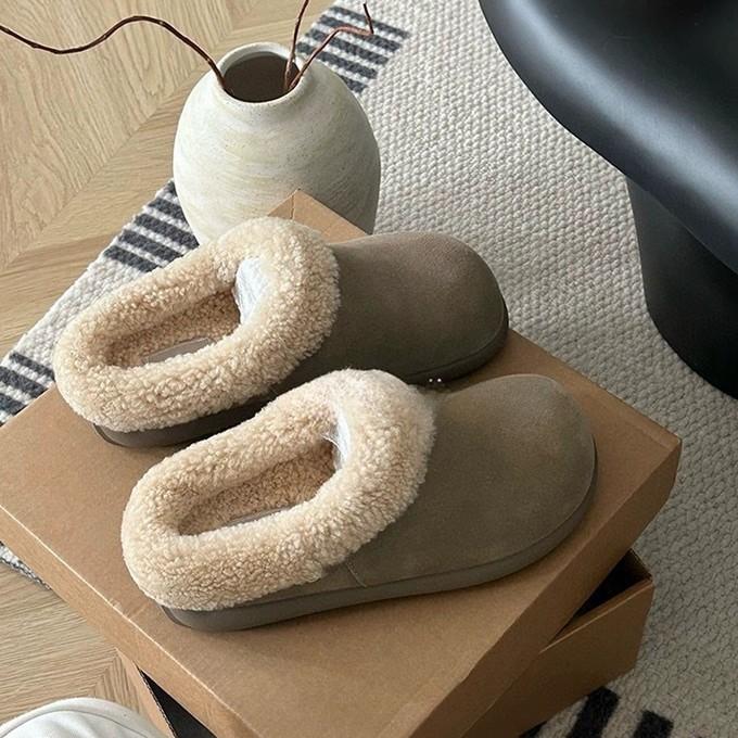 Mao Mao Shoes Women's Warm Wool Snow Boots Women's Shoes Bag Head Small Potato Lazy One Pedal 2025 Thick-soled Slippers