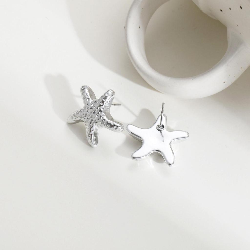 1 Pair Geometric Temperament Casual Starfish Stud Earrings Summer Simple Beach Vacation Earrings Ocean Jewelry Gift