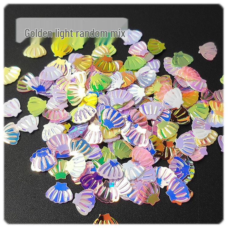 Yaleduo 8mm Mini Gold Shimmer Seashell Sequins - Eye Makeup, Stationery, DIY Jewelry, Epoxy Glitter