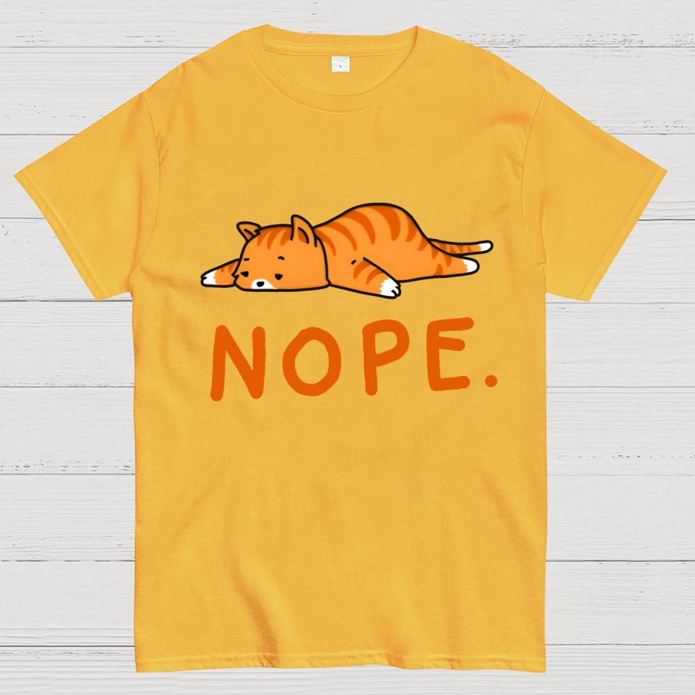 Nope Lazy Cat Cotton Summer Casual Cool Loose T-Shirt