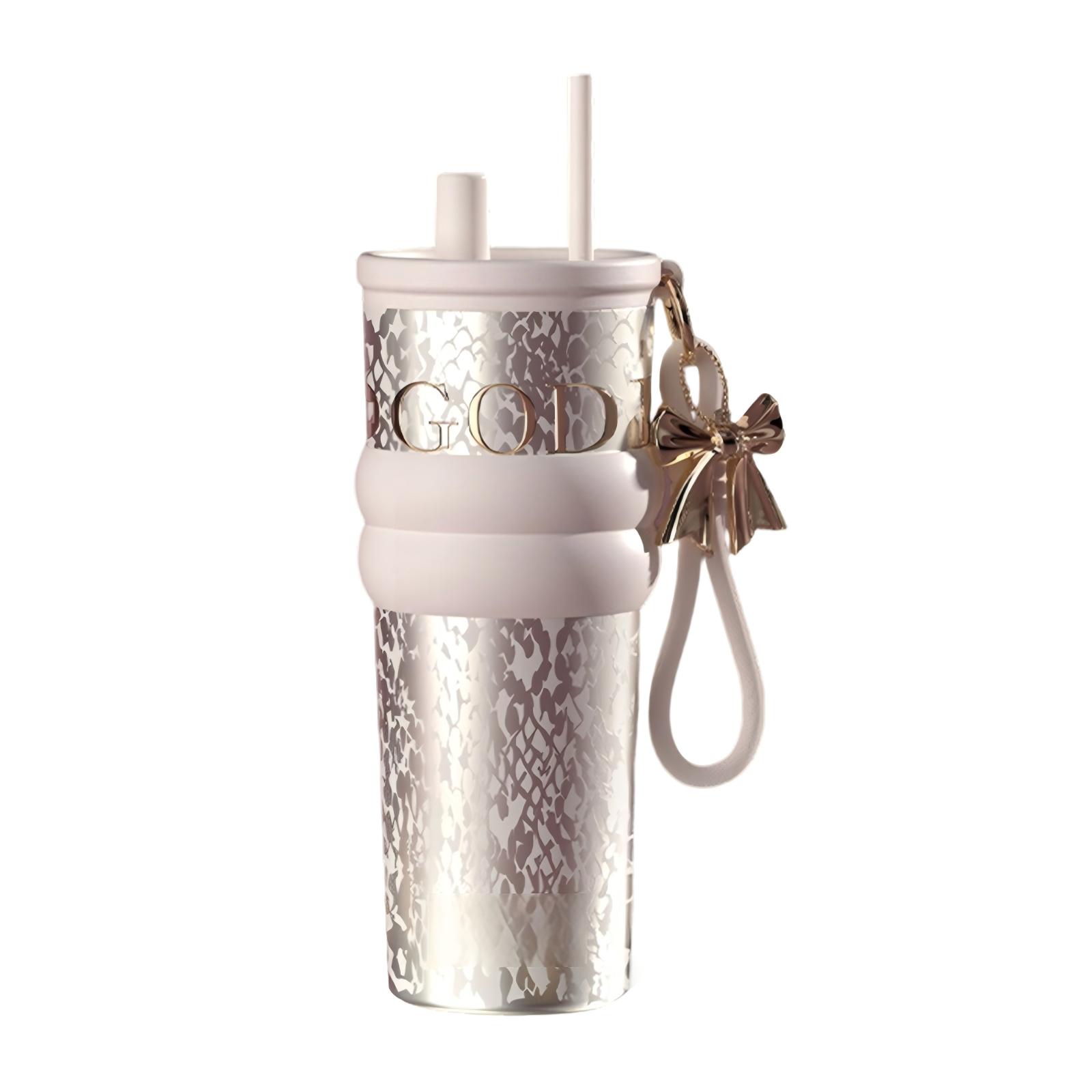 

High- Ceramic-Interior Ice Tumbler For Women – Lightweight Luxury Portable Straw Cup, Premium -Drink Tumbler, Gift Water Bottle золотий