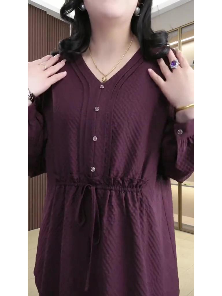 2025 Spring Plus Size Loose Long Sleeve Slimming Top for Women