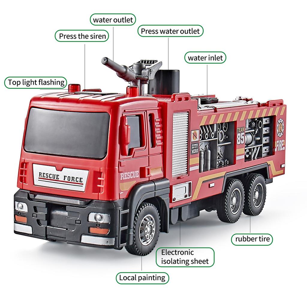 Simulation Fire Truck Ladder Truck Sprinkler Truck Sanitation Truck Alloy Engineering Vehicle Children's Car Model Toy