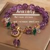 Crystals / a Purple Natural Bracelet for Anxiety, Adorned with Cube Decorations - Stylish Jewelry In Purple And Golden Tones