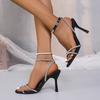 Fashion Luxury Silver Glitter Cross Strap Sandals Women 2025 Summer Sexy Super High Heel Ankle Strap Sandals Fashion Party Dress Shoes