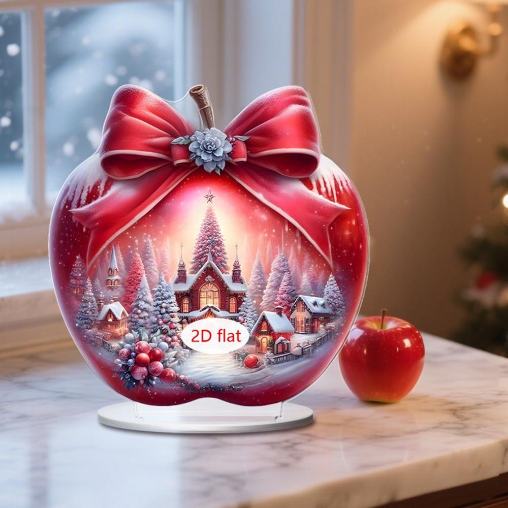Ornement de table pomme de Noël et du Nouvel An en acrylique 2D