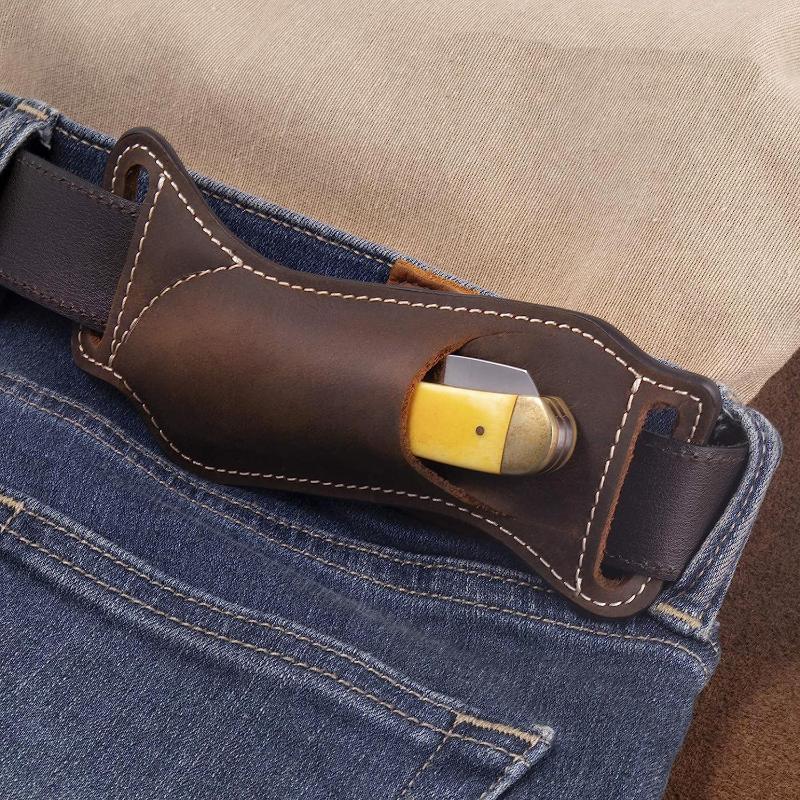 Funda de Cuero Plegable para Cinturones Funda para Cuchillo Bolsa para Guardar Cuchillos Estuche Protector Bolsa para Herramientas Múltiples
