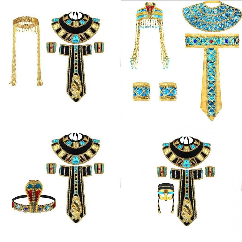 Ägyptisches Königinnen Kostüm Set Mit Handgefertigten Polyester Accessoires Für Halloween Cosplay Erwachsene