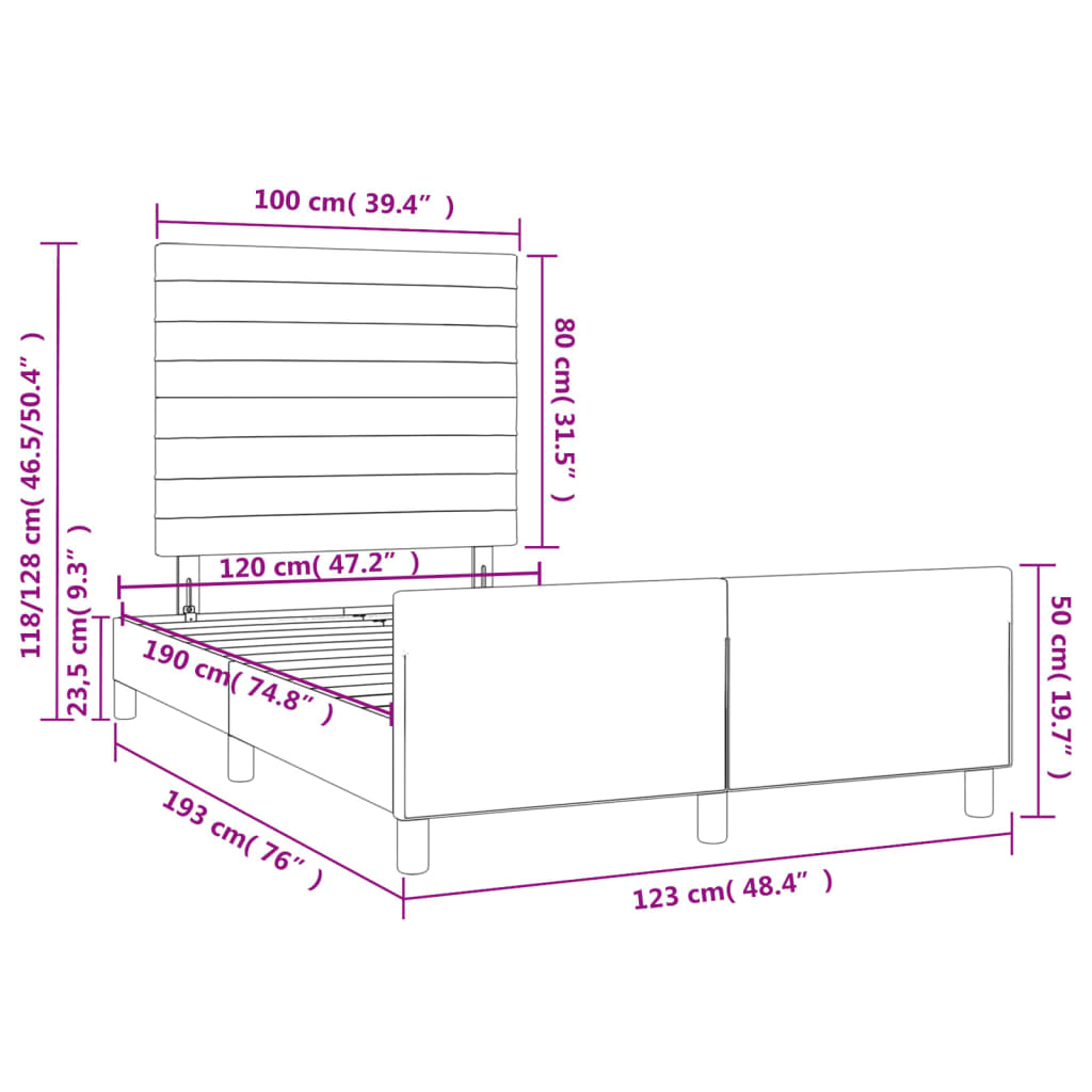 Bed Frame without Mattress Blue 120 x 190 cm Fabric