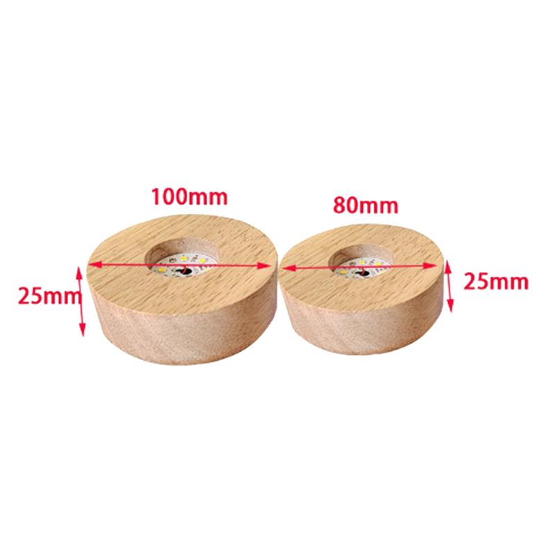 M-Modern-Led Wood Display Stand For Glass Art LED Lighted Base Crystal Art Wood Display Lighted Base 10Cm Multicolor Lights