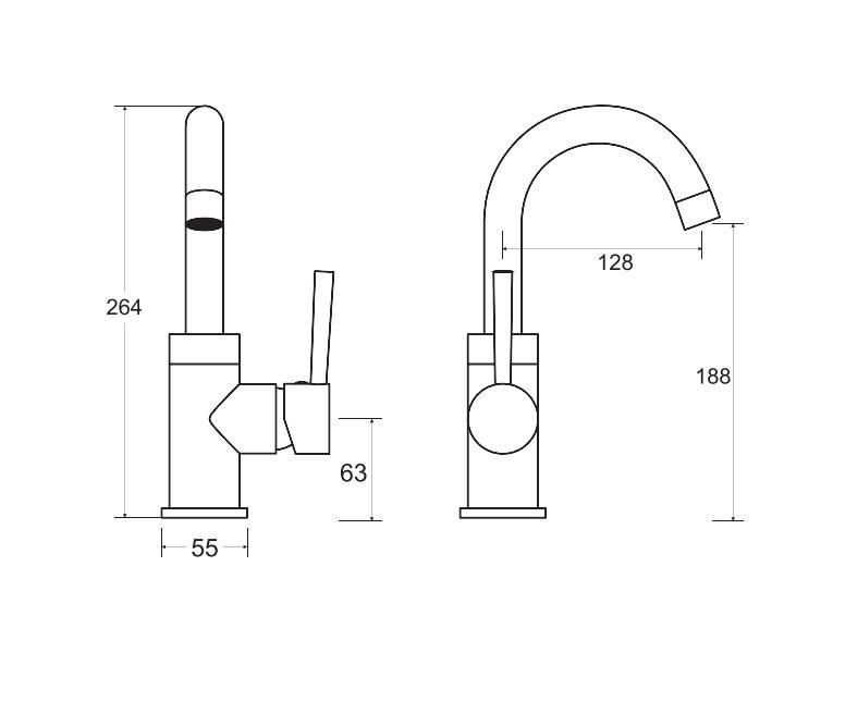 Besco MODERN VARIUM II Chrome Low Washbasin Tap