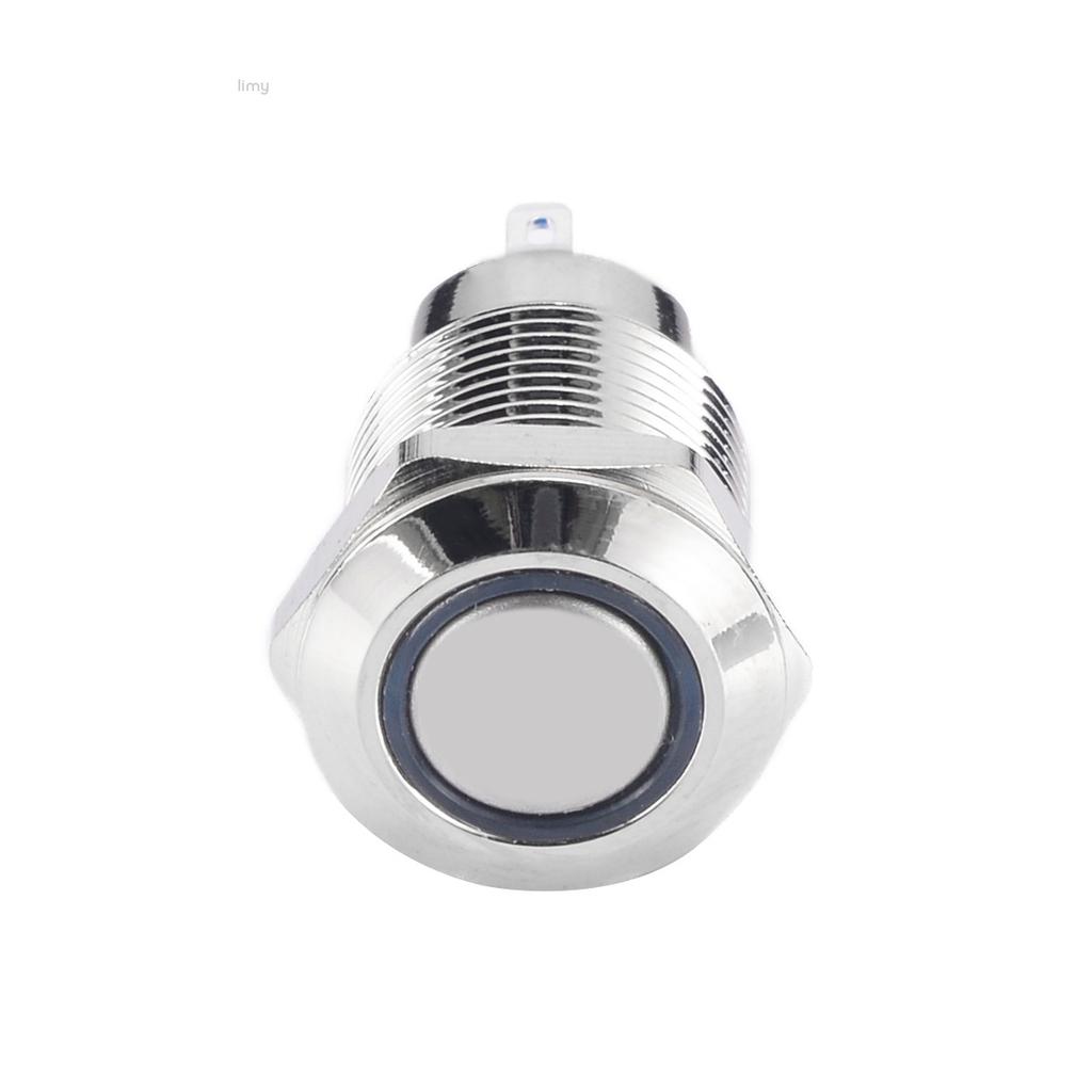 New Silver 4 Pin 12mm Waterproof Led Light Metal Push Button Momentary ...