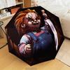Love And Horror Doll Pattern Automatic Folding Umbrella - 8-Rib Travel Umbrella with Auto Open/Close & Portable Gifts for Holidays or Birthdays