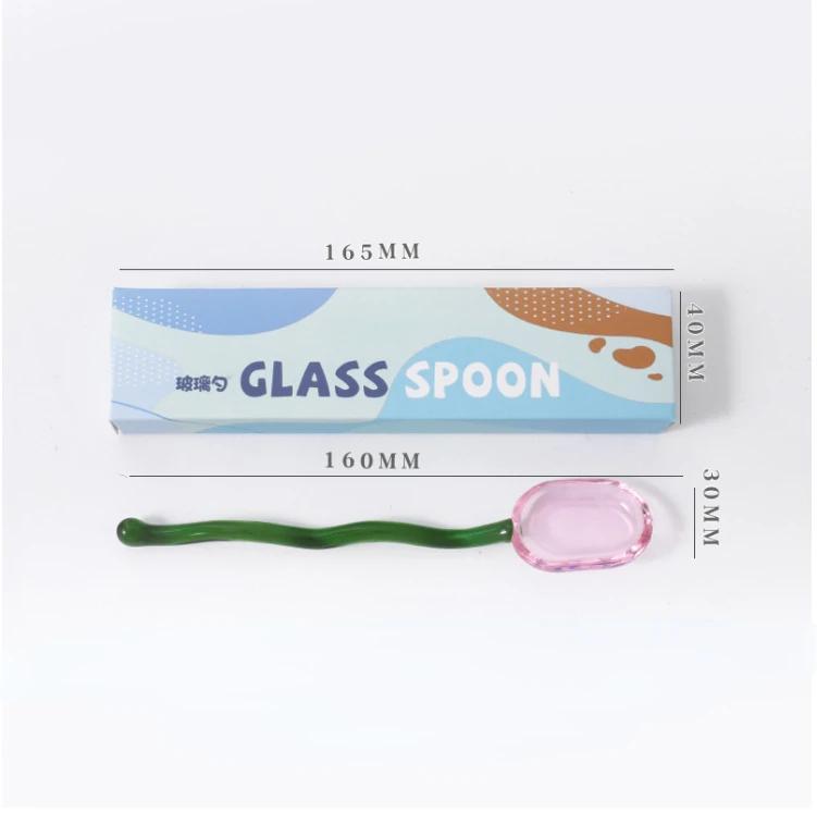 Glaslöffel Dessertlöffel Teelöffel Haushalts-süßer kreativer Reislöffel Kaffeegeschirr Geschenk Teelöffel für Eis