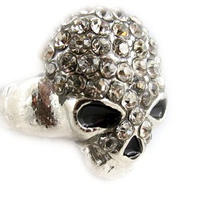 Designer Ring 'Tete De Mort' White Silver