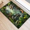 1pc 2D Flat Realistic Dinosaur Jungle T Rex Flannel Area Rug Non Slip Prehistoric Carpet For Kids Room Living Room Floor Decor