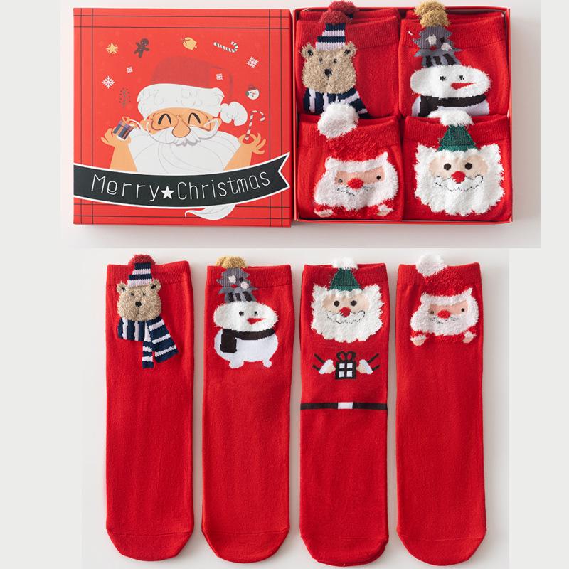 3D Cartoon Christmas Stocking Gift Set: Cute Mid-tube Women’s Socks for Autumn & Winter