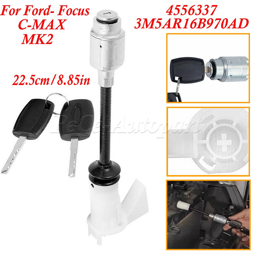 For Ford- Focus C-MAX 2003-2007 MK2 2004-2012 New Car Hood Latch Lock Cylinder Repair Kit 4556337 3M5AR16B970AD with 2 Keys Thread Lock3