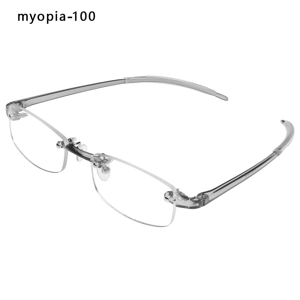 Men Transparent Grey -100~-400 Diopter Metal Reading Glasses Vision Care Eyeglasses Myopia Glasses