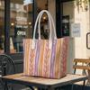 Boho Leaf Pattern Tote Bag Soft Top Handle Shoulder Bag for Daily Use Shopping