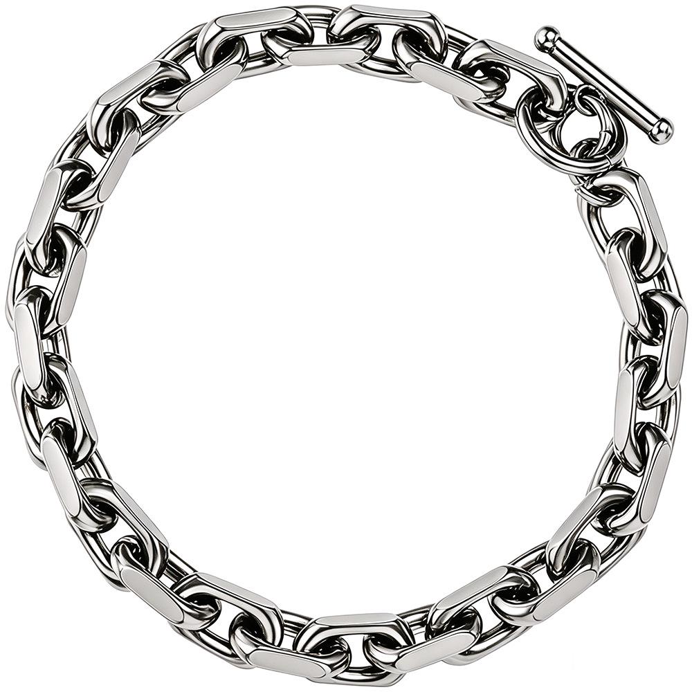 Men's Cuban Oval Link Stainless Steel Bracelet & Necklace Set in High Polish Finish