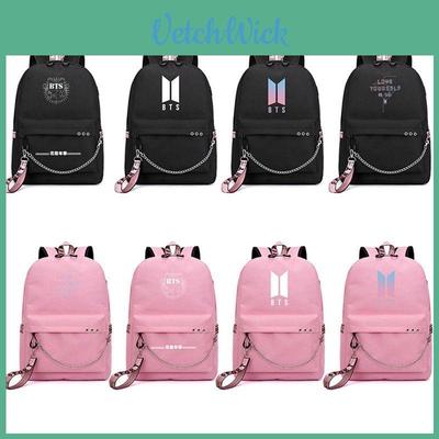 Kpop Bts Backpack Bangtan Boys Canvas School Bookbag With Usb Port And Stylish Design
