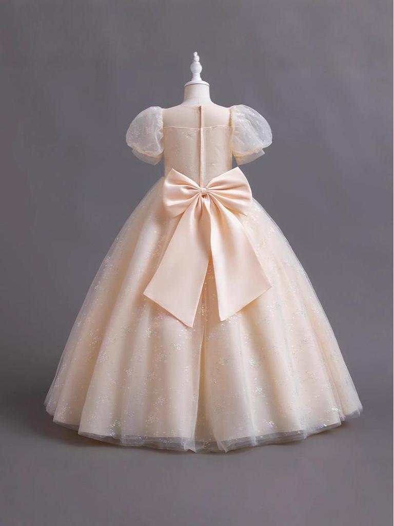 High-End Puffy Princess Dress for Girls - Elegant Wedding & Piano Performance Gown