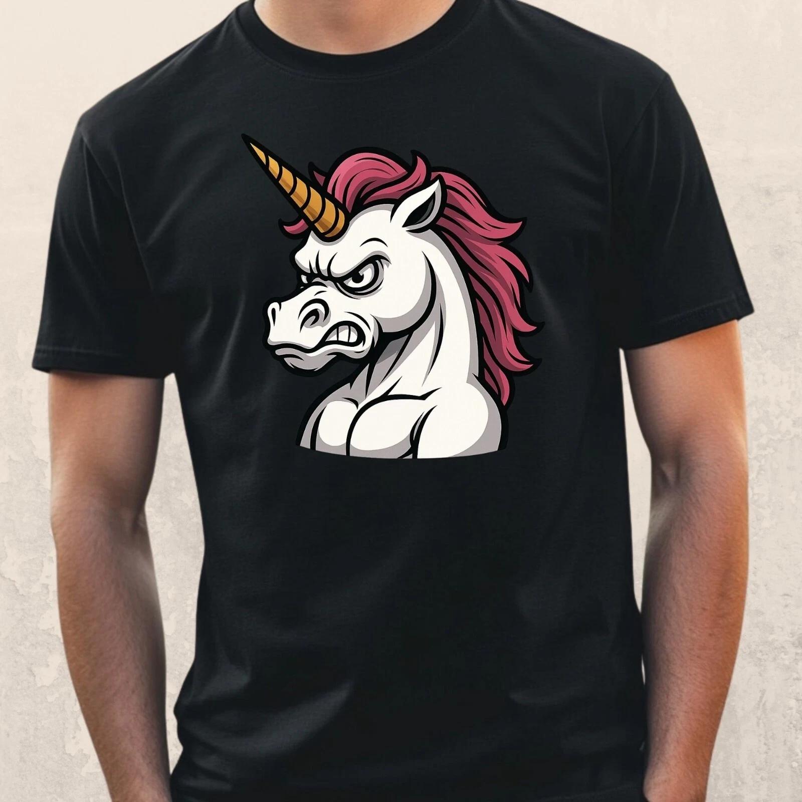 T-Shirt Herren Wütendes Einhorn Motiv Baumwolle Größe S bis 5XL XXXXL