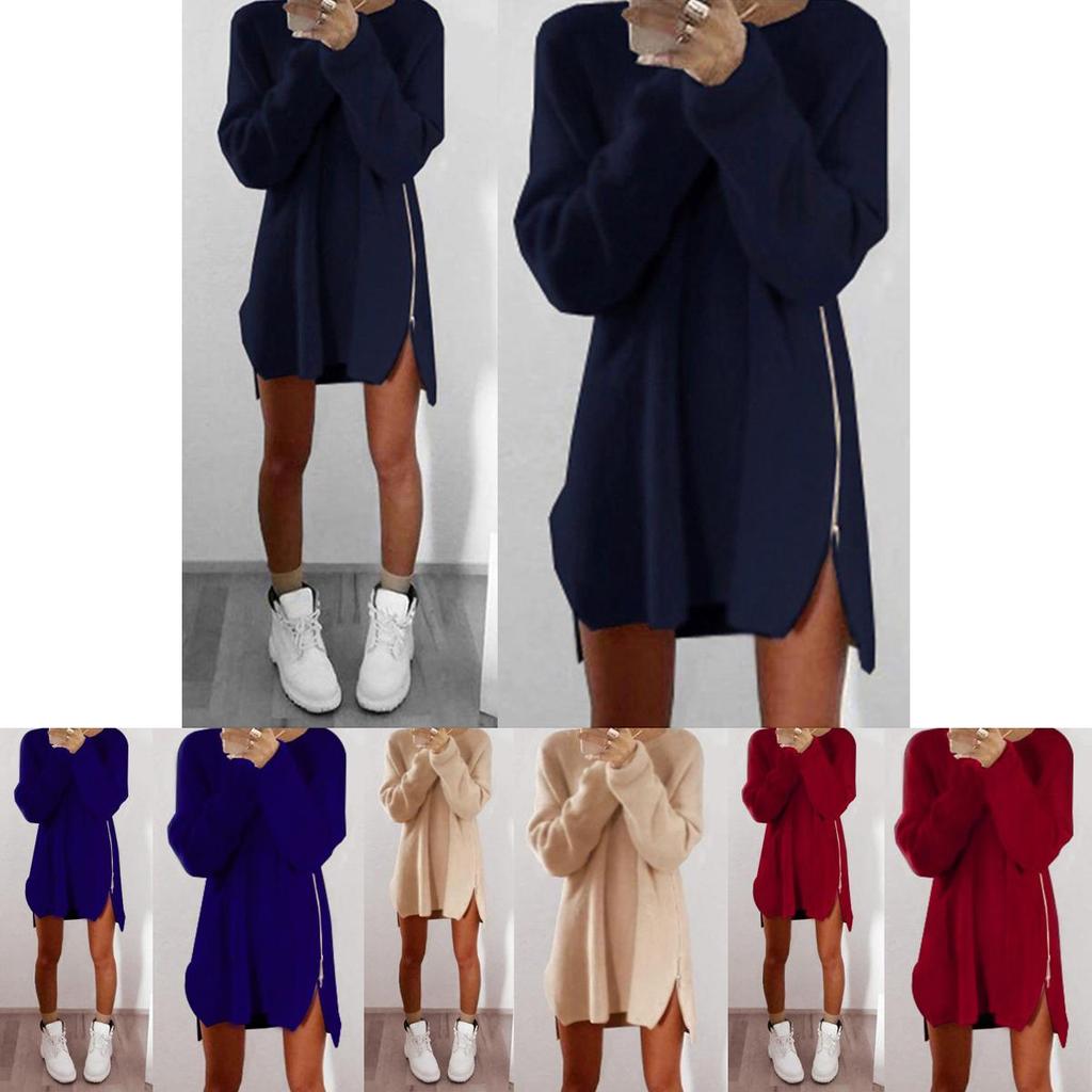 Luxurious Womens Jumper Knitted Sweaters Dress With Solid Casual Long Sleeves