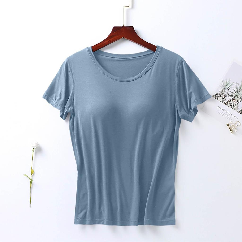 Women's Camisole Short Sleeve Top Summer One-piece Non-Steel Ring With Chest Pad Top