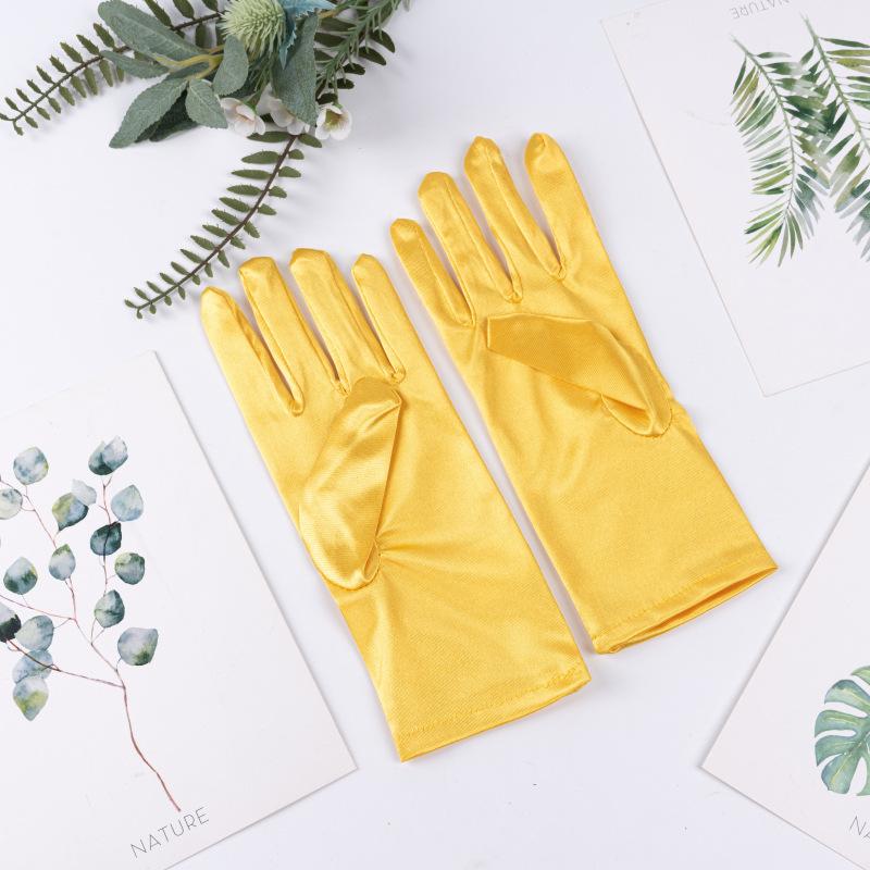 23cm 38cm 55cm Women Imitation Satin Silk Smooth Solid High Elasticity Stage Performance Dinner Etiquette Multicolor Gloves