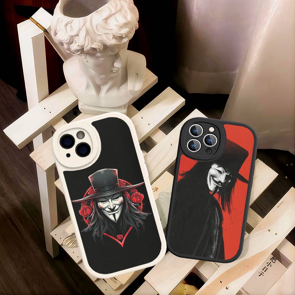 Horror Movie V For V-vendettaS Phone Case For IPhone 16 15 14 13 12 11 Pro Max Plus Leather Soft Cover
