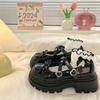 2025 new British style heightened platform small leather shoes women's summer French temperament single shoes with skirts Mary Jane shoes