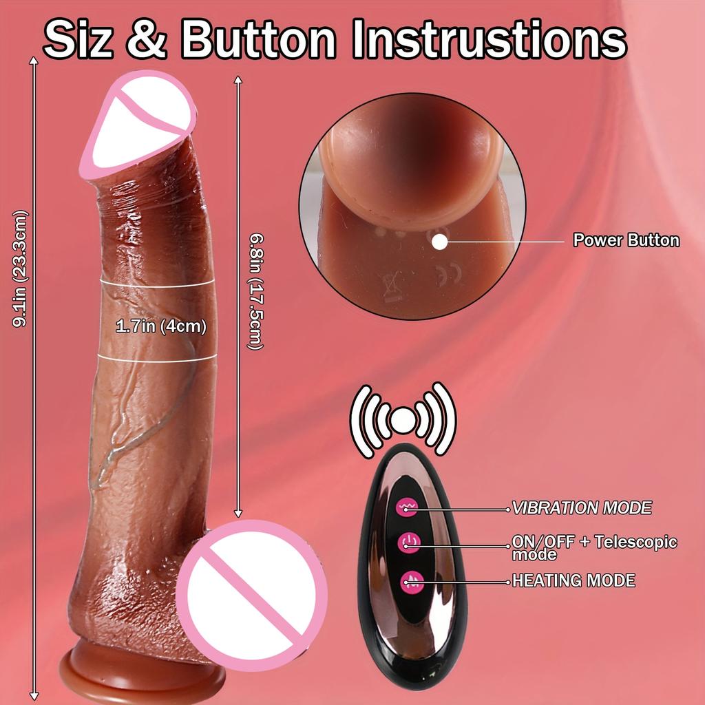 Telescopic Female Vibrator Dildo for Remotely Controlled Heating Realistic Big Penis Massager Masturbator Sex Toys for Women Men