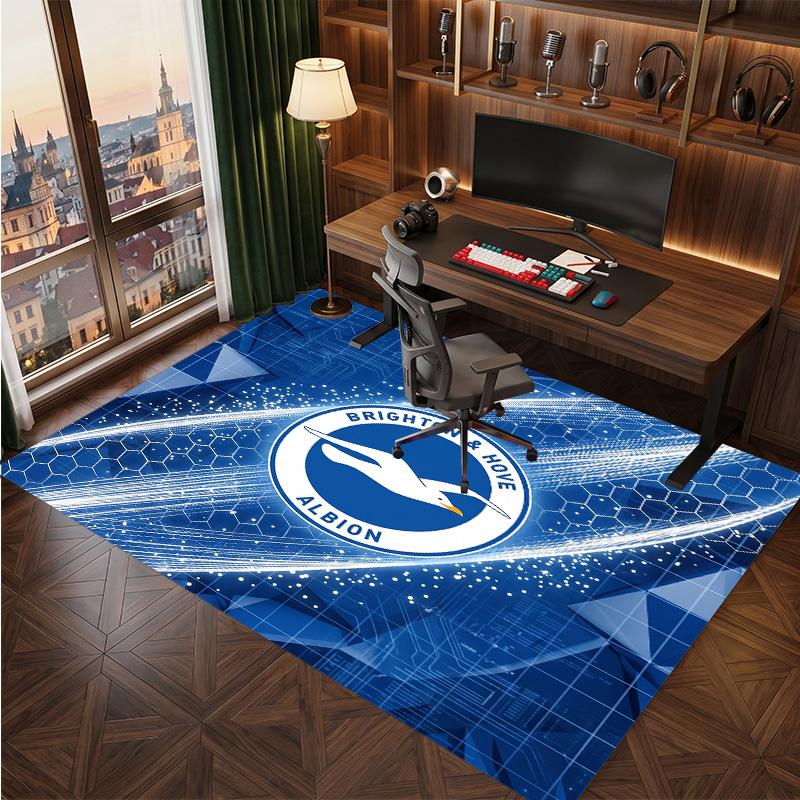 Brighton & Hove Albion Football Print Crystal Velvet Rug, Comfortable Water Absorbent Non Slip Indoor Floor Carpet