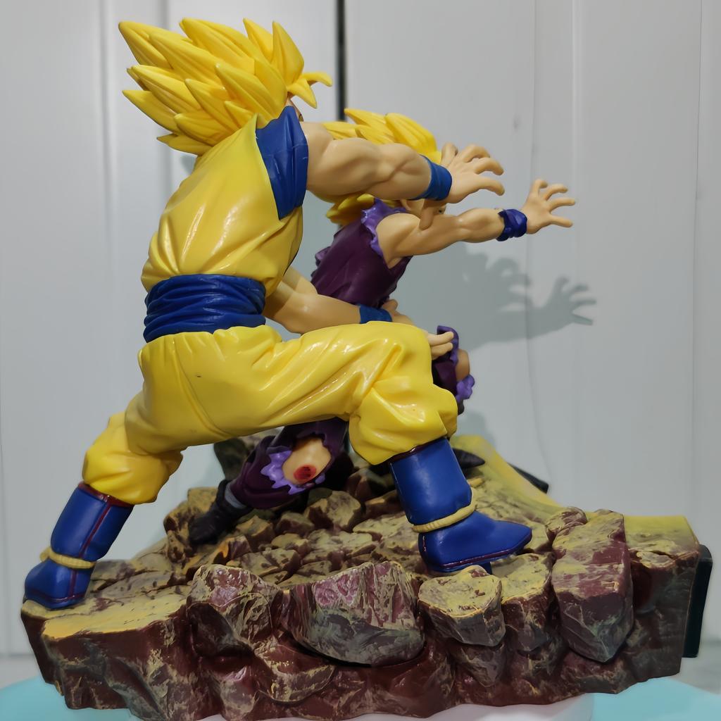 16CM Dragon Ball Z Son Goku Gohan VS Cell Anime Figures Kakarotto Super Saiyan Figurine Pvc Statue Model Doll Decora Toys Gifts