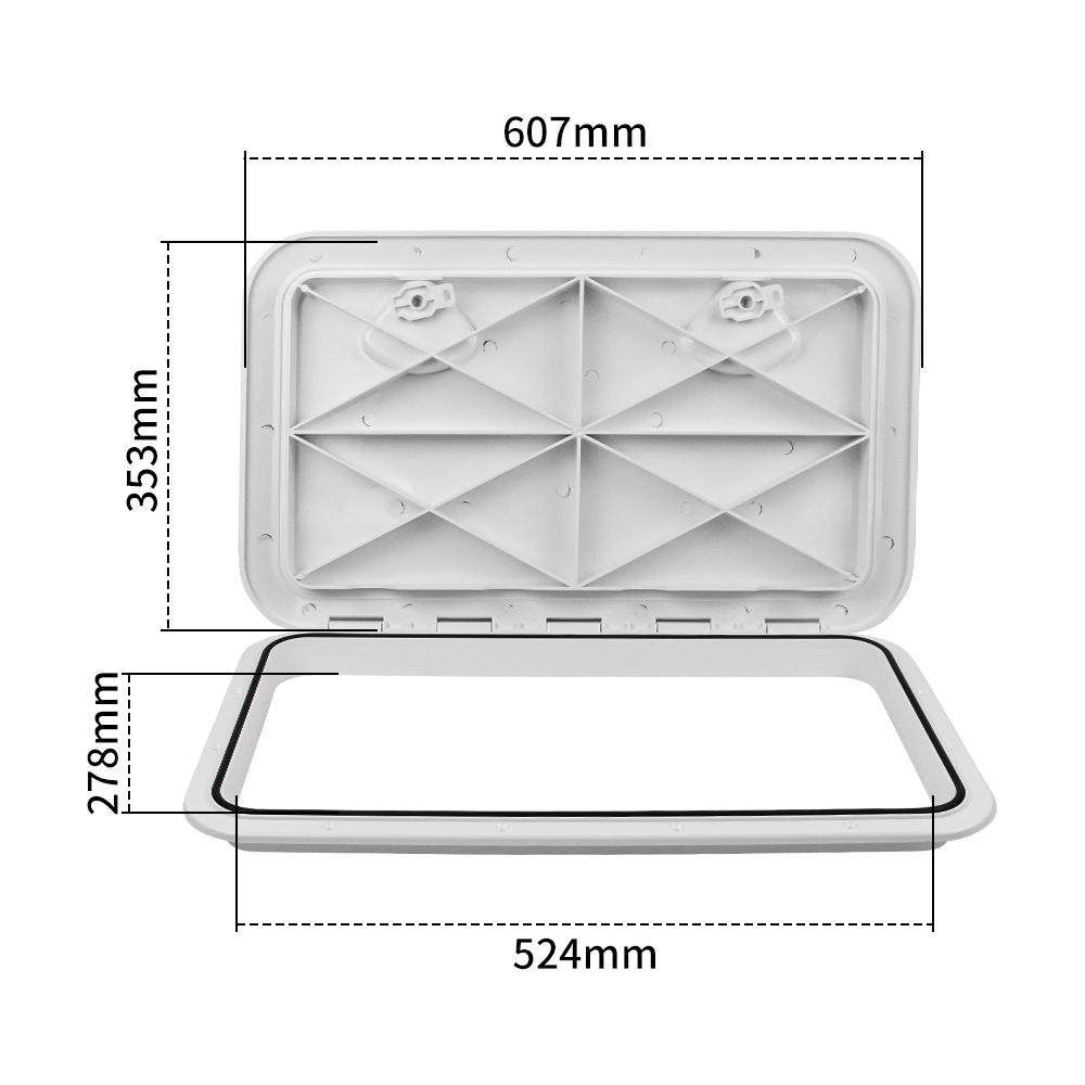 1pc Boat ABS Deck Access Hatch Cover Waterproof Anti-UV Non-Skid Inspection For Marine Boat Yacht RV Ship White 606x353mm