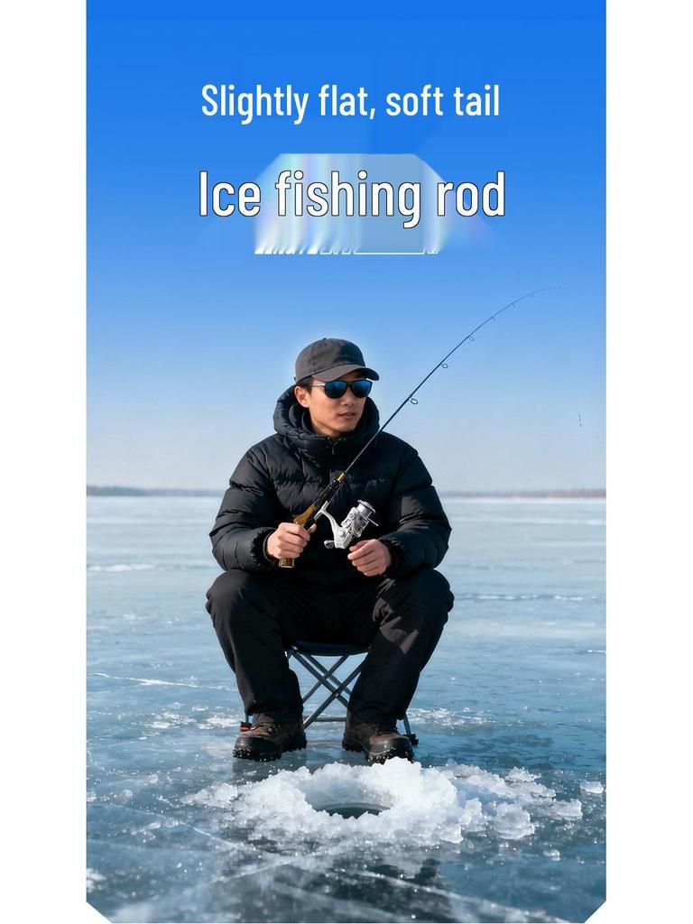 Mini Winter Ice Fishing Rod & Lure Spinning Reel Set - Portable Valve Rod for Sea & Freshwater Angling.