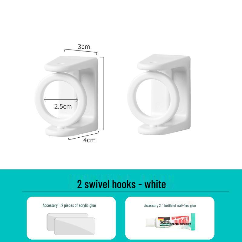 360° Rotating Transparent Wall-Mounted Retractable Hanging Rod Bracket