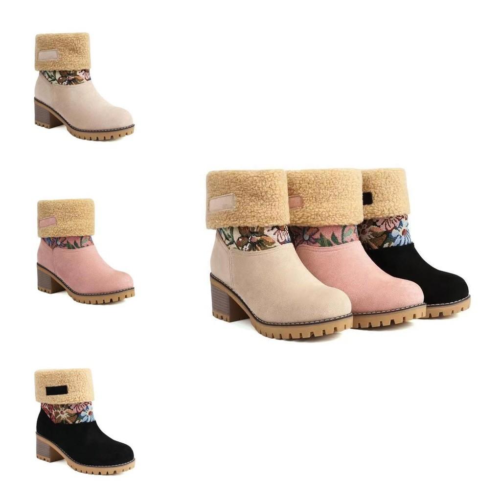 Stylish Women's Snow Boots With Plush Suede Material Durable Thick Sole And High Heel Design For Winter And Fall Seasons