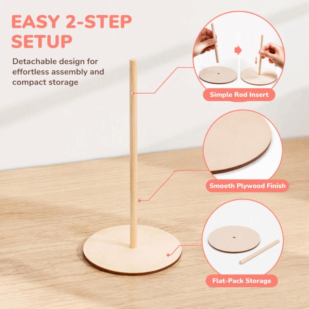 5pcs Round Donut Holder Decoration Wood Donut Wall Bracket Wooden Donut Stand Dessert Table